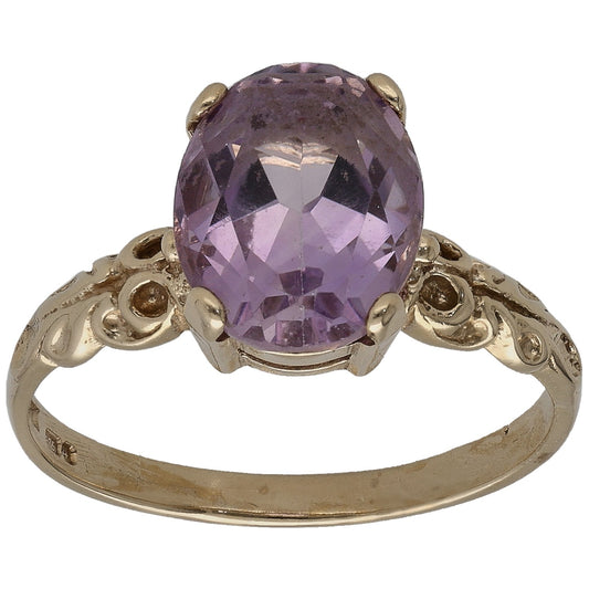 9ct Gold Amethyst Single Stone Ring Size O