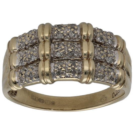 9ct Gold 0.25ct Diamond Dress/Cocktail Ring Size S