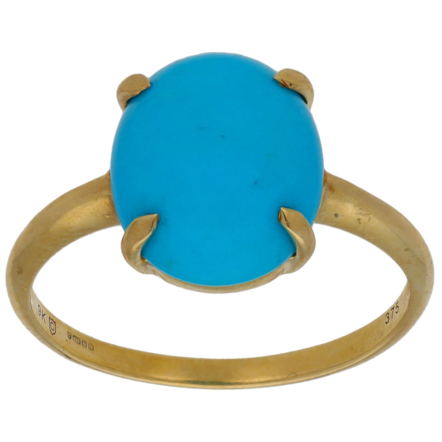 9ct Gold Turquoise Single Stone Ring Size P