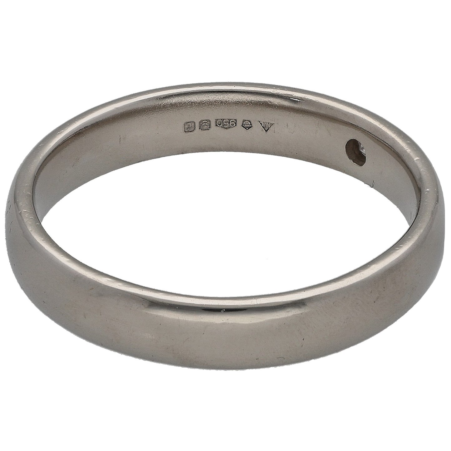 Platinum 0.02ct Diamond Plain Single Stone Wedding Ring Size T