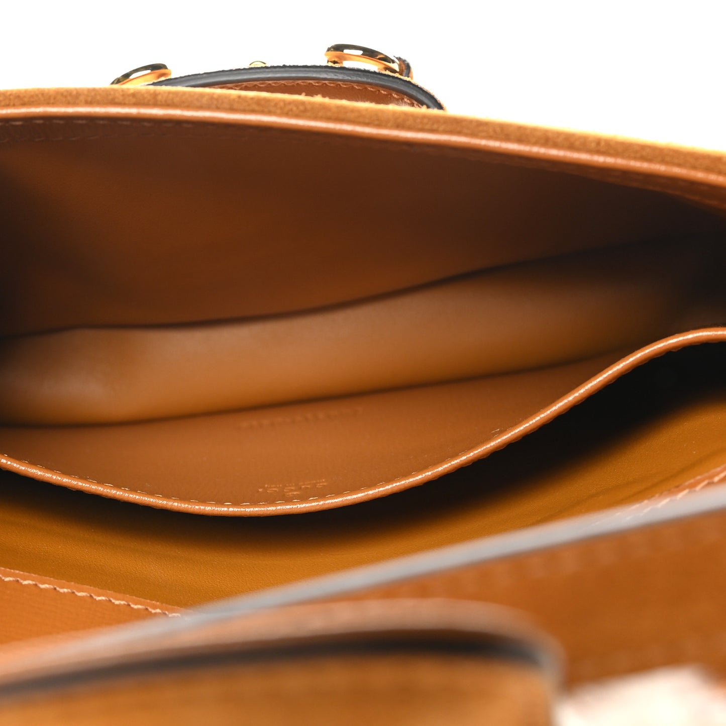 Gucci Suede Shearling Horsebit Mini 1955 Shoulder Suede Bag - Honey Beige