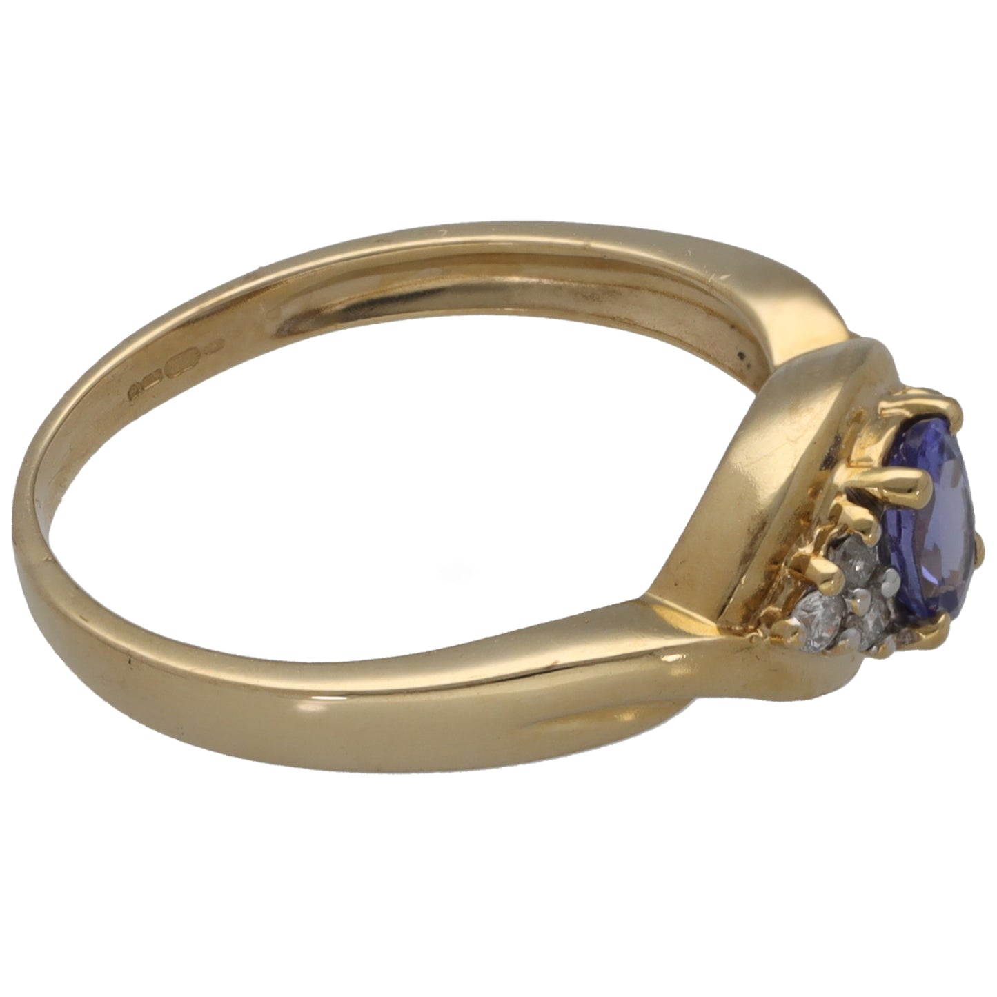 14ct Gold Tanzanite & 0.06ct Diamond Dress/Cocktail Size M