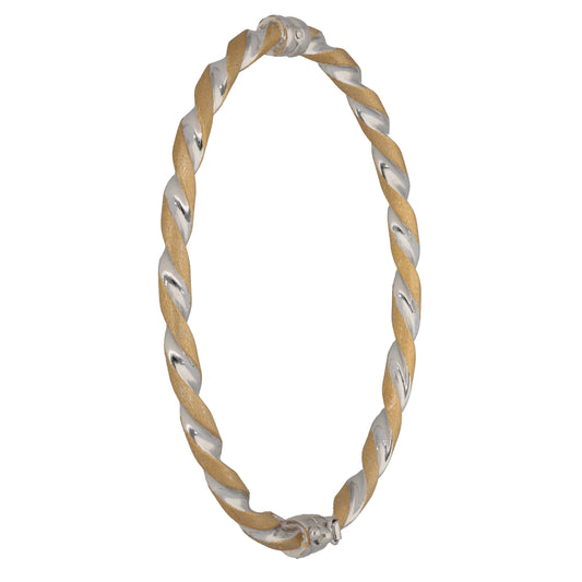 9ct Bi-Colour Gold Hinged/Clasp Bangle