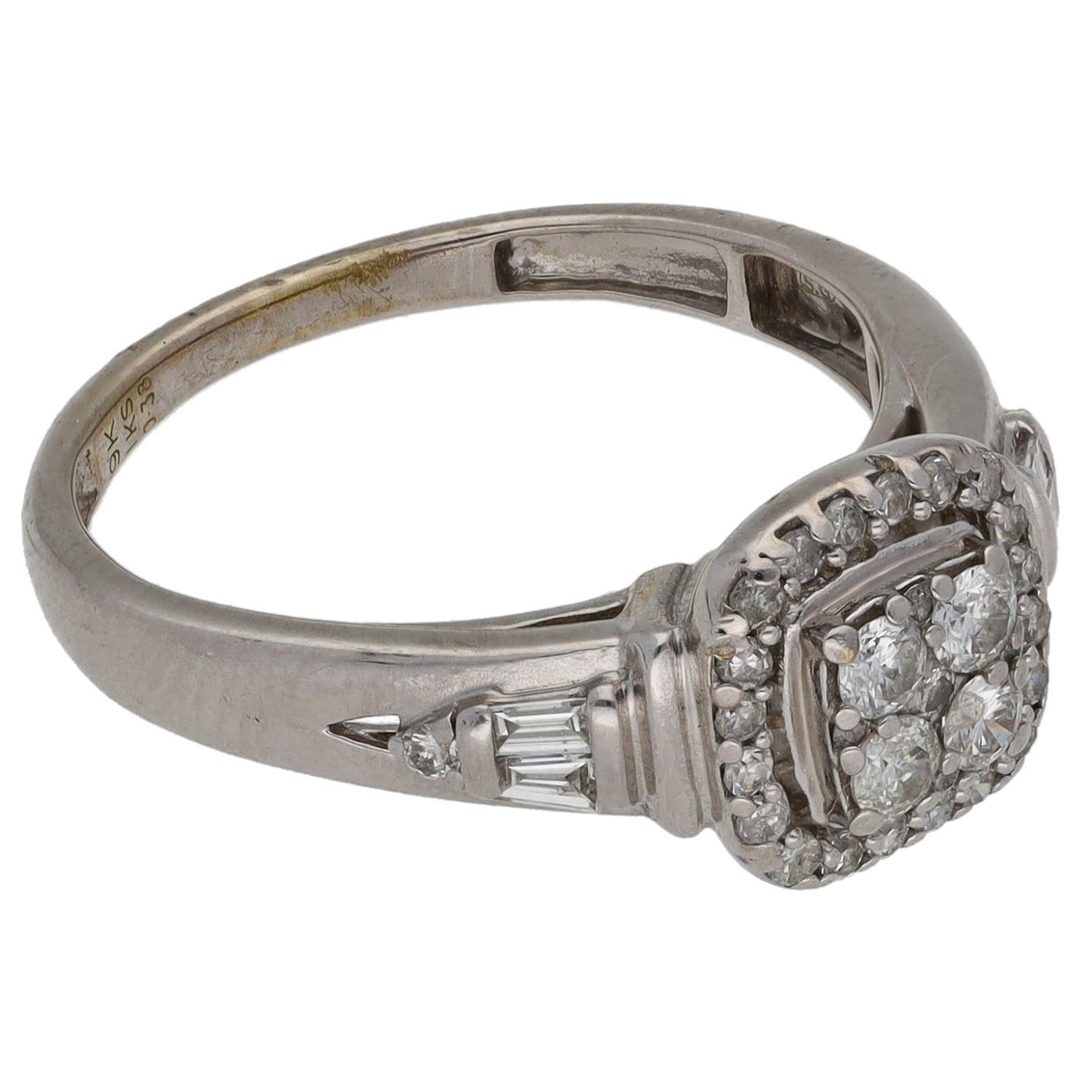 9ct White Gold 0.38ct Diamond Cluster Ring Size K