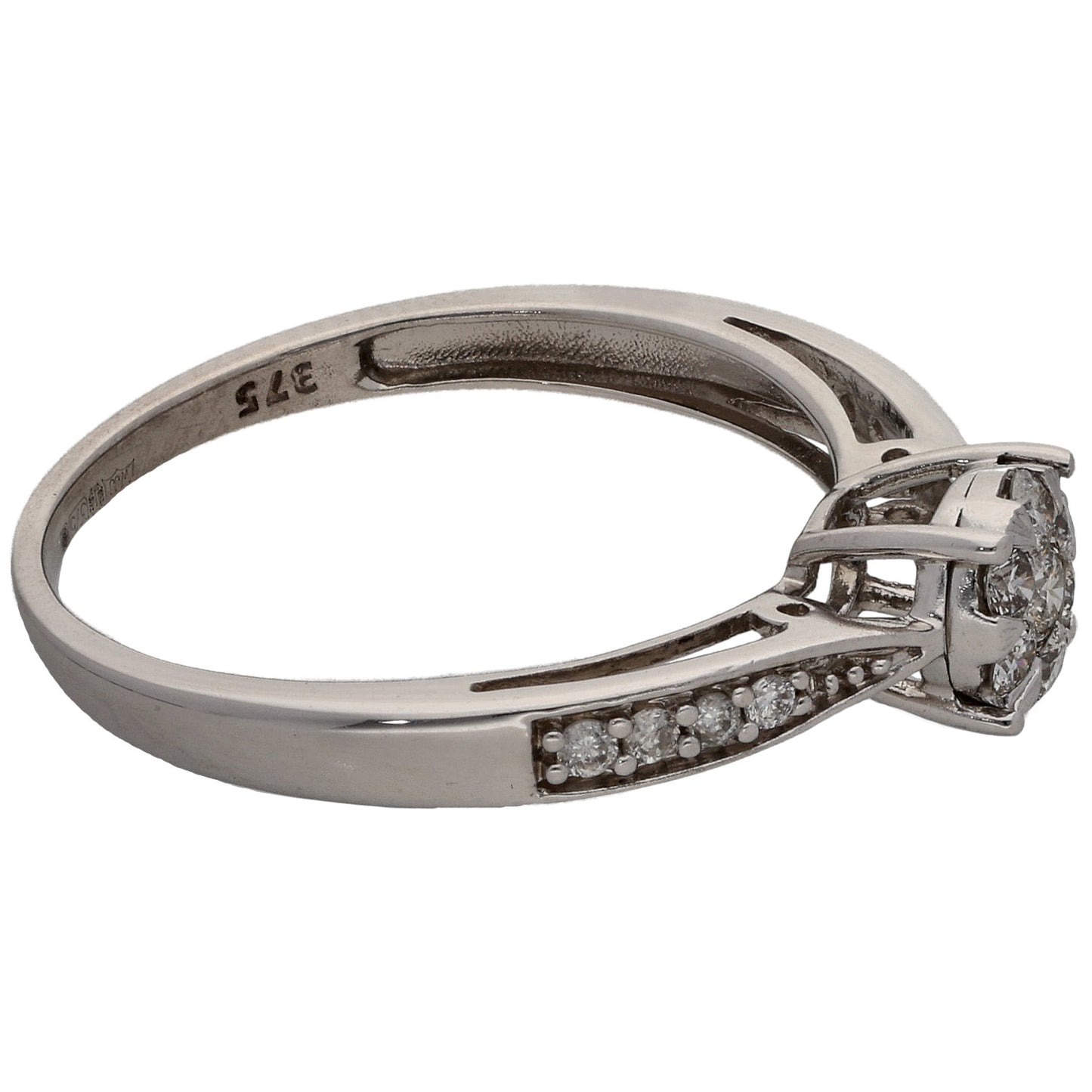 9ct White Gold 0.25ct Diamond Cluster Ring Size O