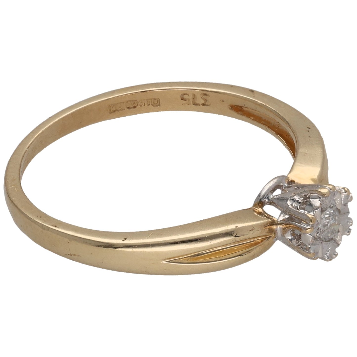 9ct Gold 0.05ct Diamond Solitaire Ring Size O