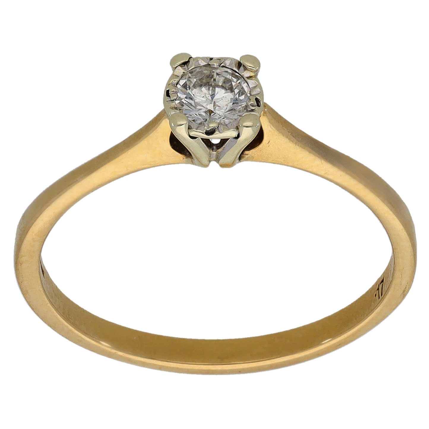 9ct Gold 0.17ct Diamond Solitaire Ring Size O
