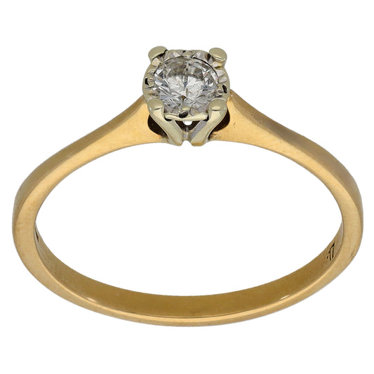 9ct Gold 0.17ct Diamond Solitaire Ring Size O