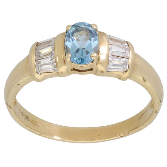 9ct Gold Topaz & Cubic Zirconia Dress/Cocktail Ring Size N