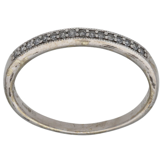9ct White Gold 0.115ct Diamond Half Eternity Ring Size U