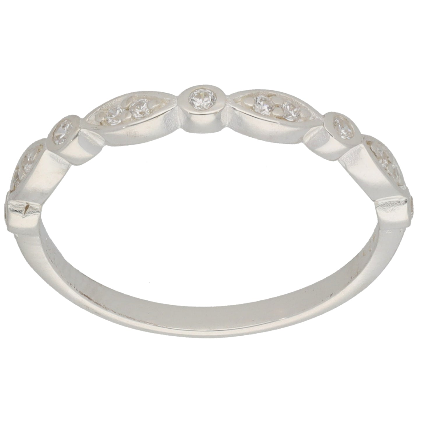 New Sterling Silver Cubic Zirconia Half Eternity Ring