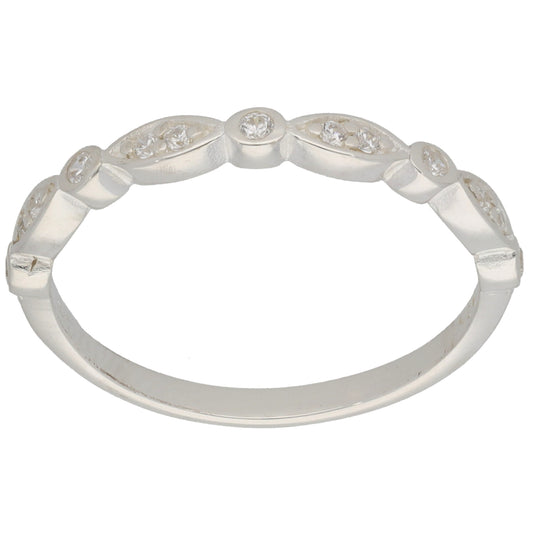 New Sterling Silver Cubic Zirconia Half Eternity Ring