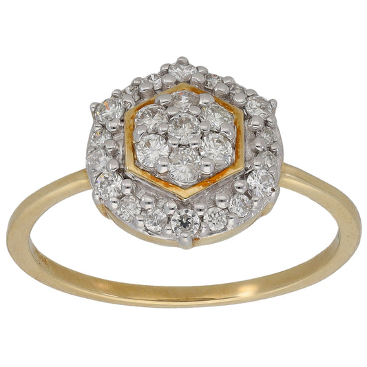 9ct Gold 0.38ct Diamond Cluster Ring Size P