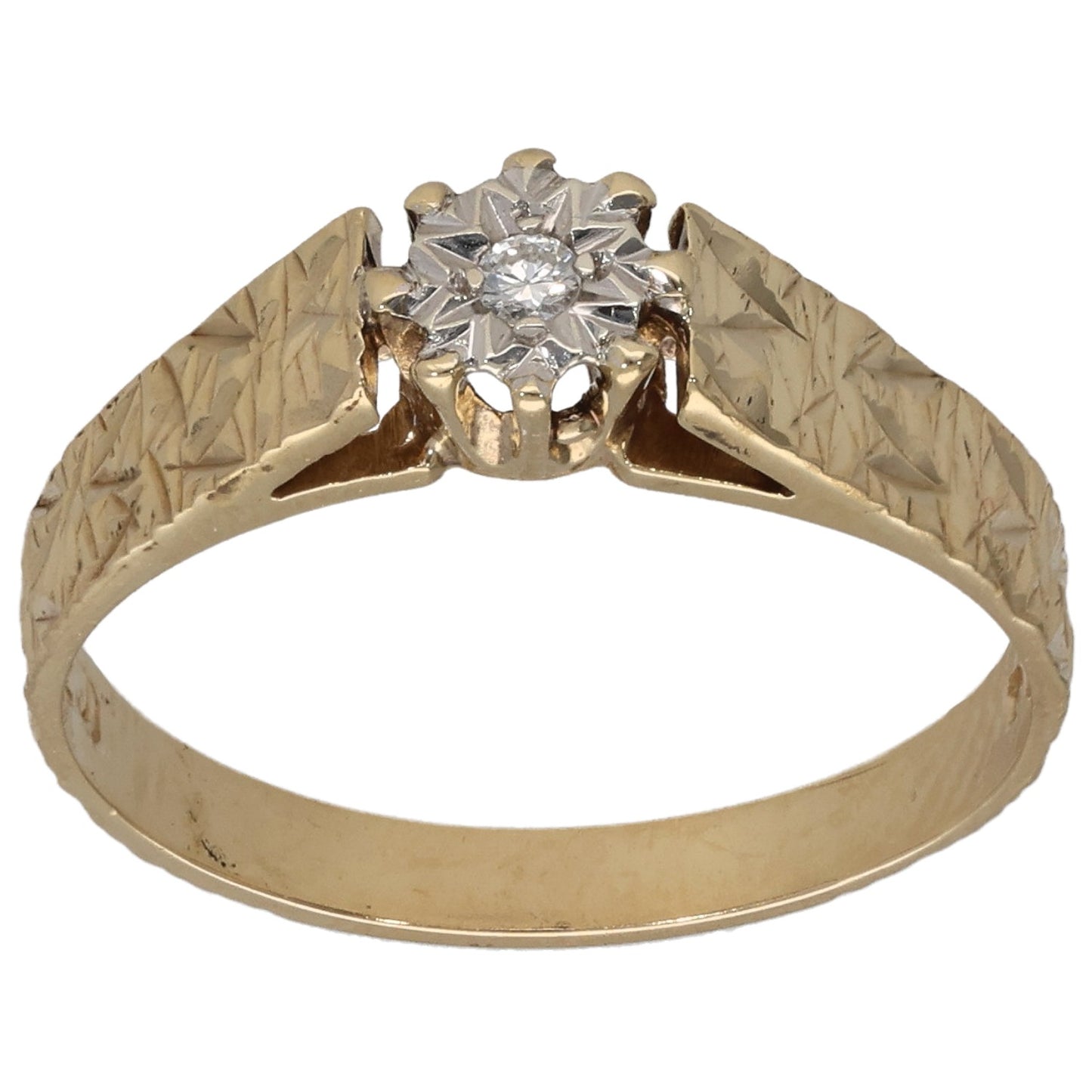 9ct Gold 0.02ct Diamond Solitaire Ring Size O