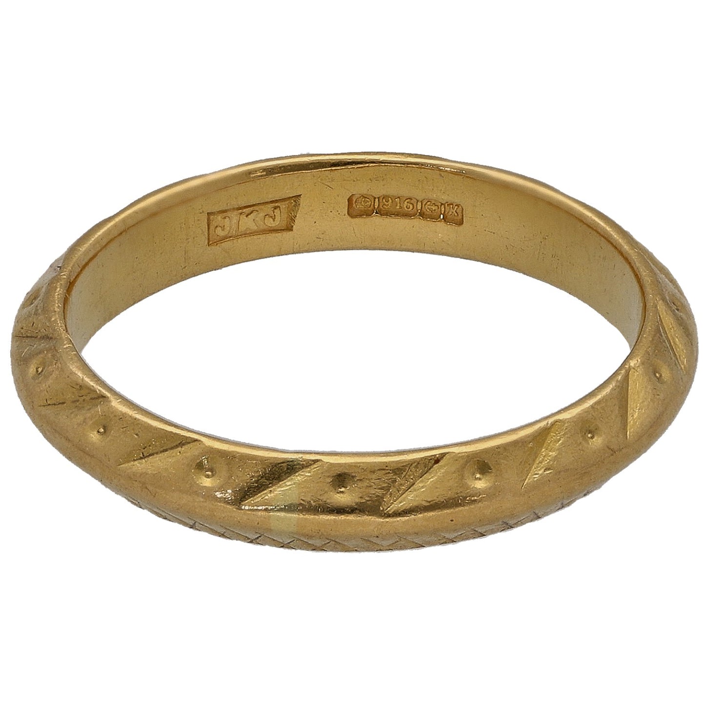 22ct Gold Patterned Wedding Ring Size K