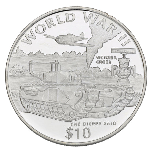 Sterling Silver World War II Victoria Cross 10 Dollars Coin 1997