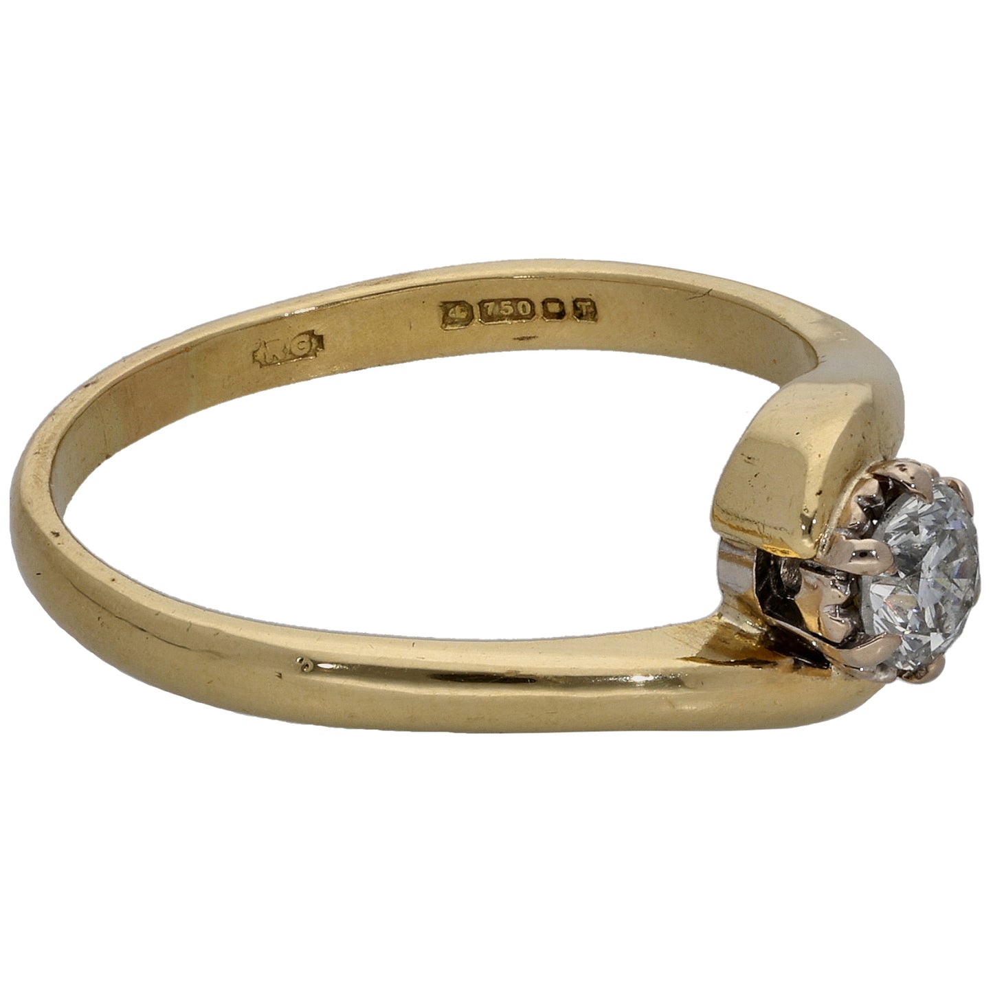 18ct Gold 0.33ct Diamond Solitaire Ring Size O