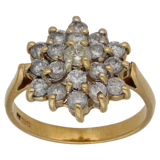 9ct Gold 1.59ct Diamond Cluster Ring Size O