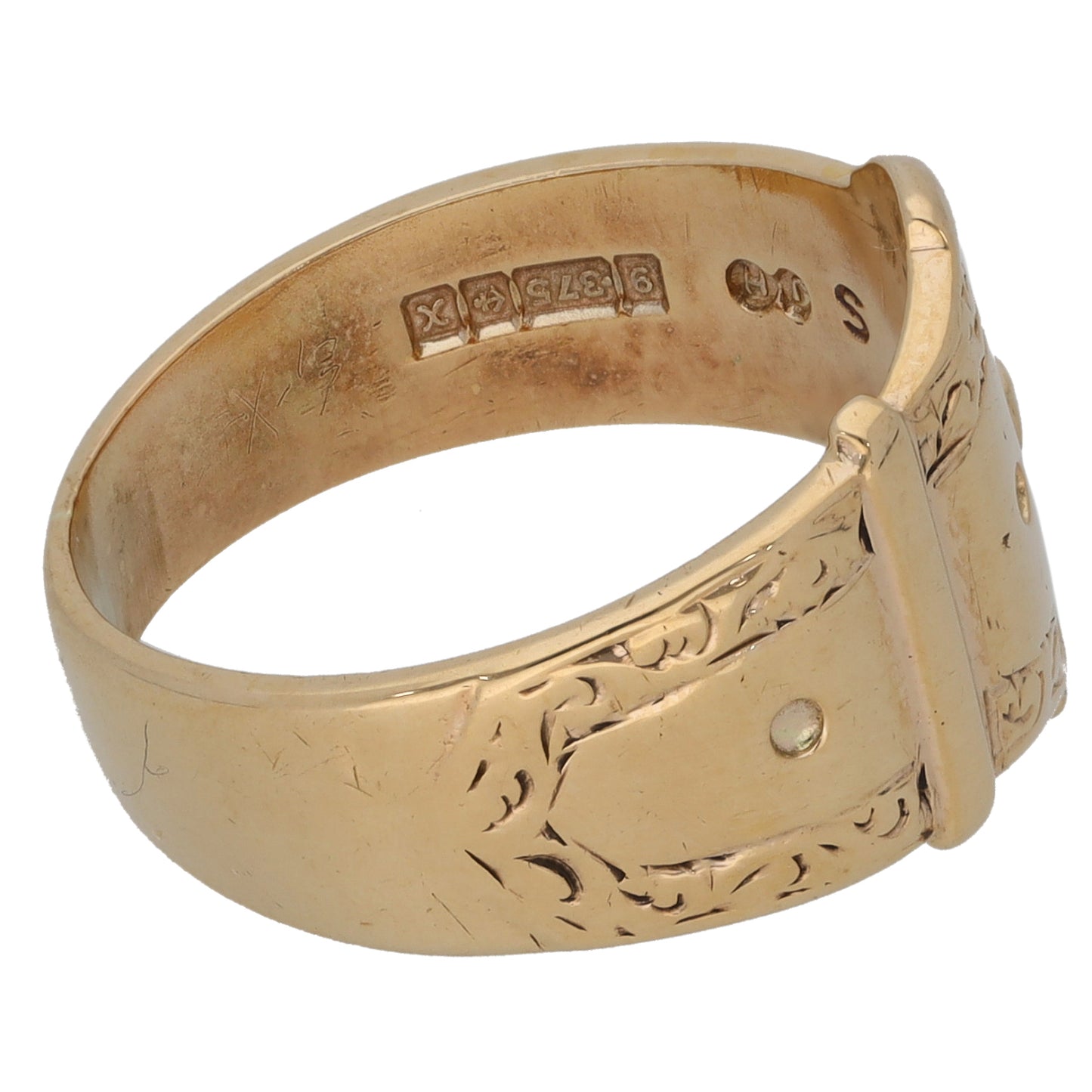 9ct Gold Buckle Ring Size P