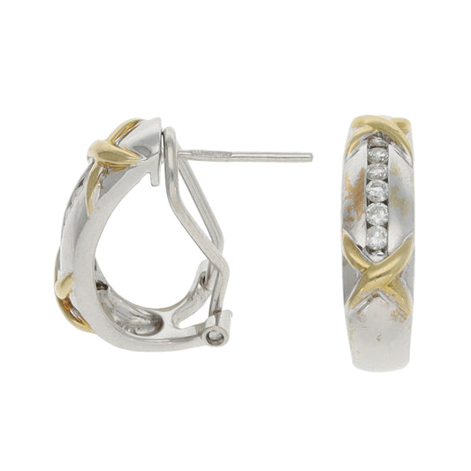 14ct Bi-Colour Gold 0.20ct Diamond Dress/Cocktail Earrings