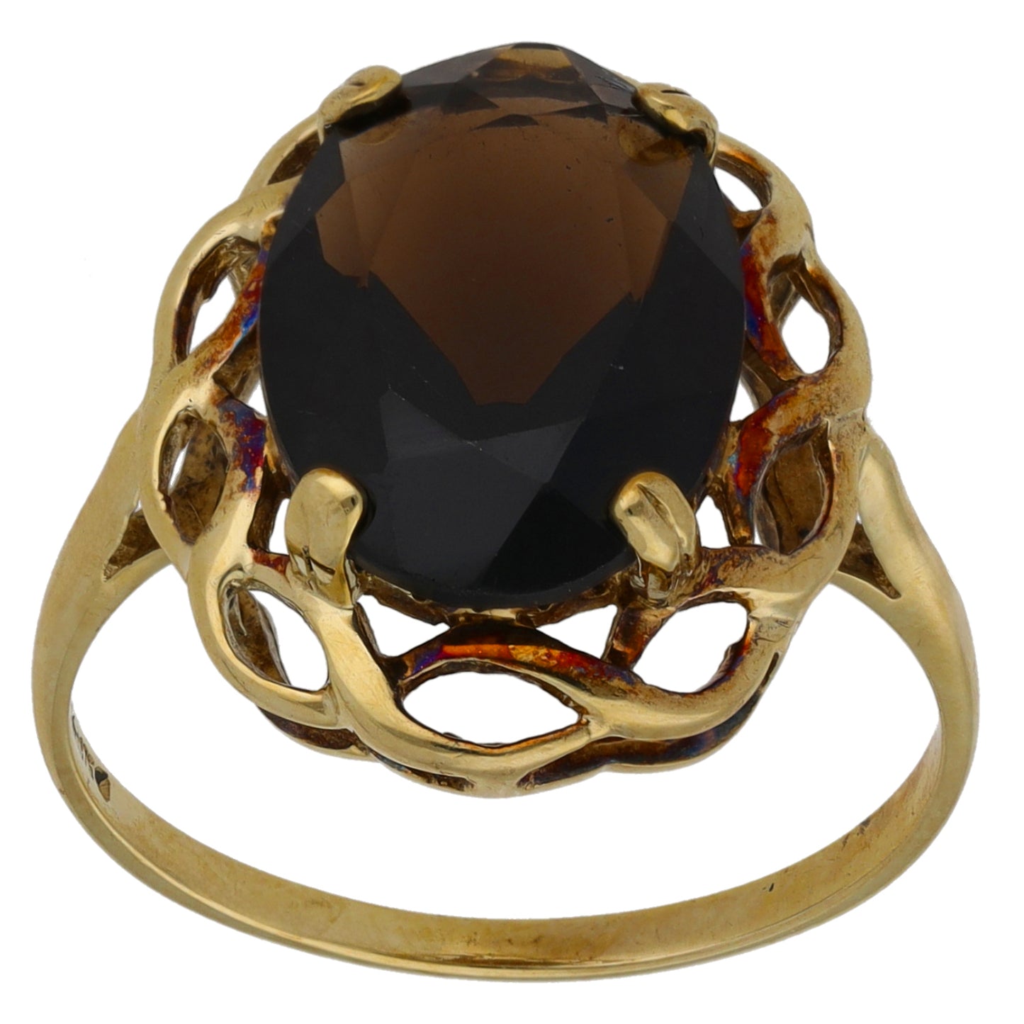 9ct Gold Smoky Quartz Single Stone Ring Size P