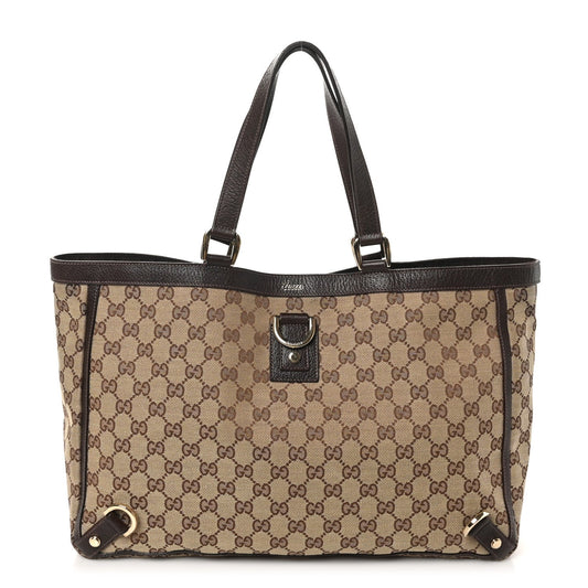 Gucci Abbey Tote GG Canvas Bag - Brown