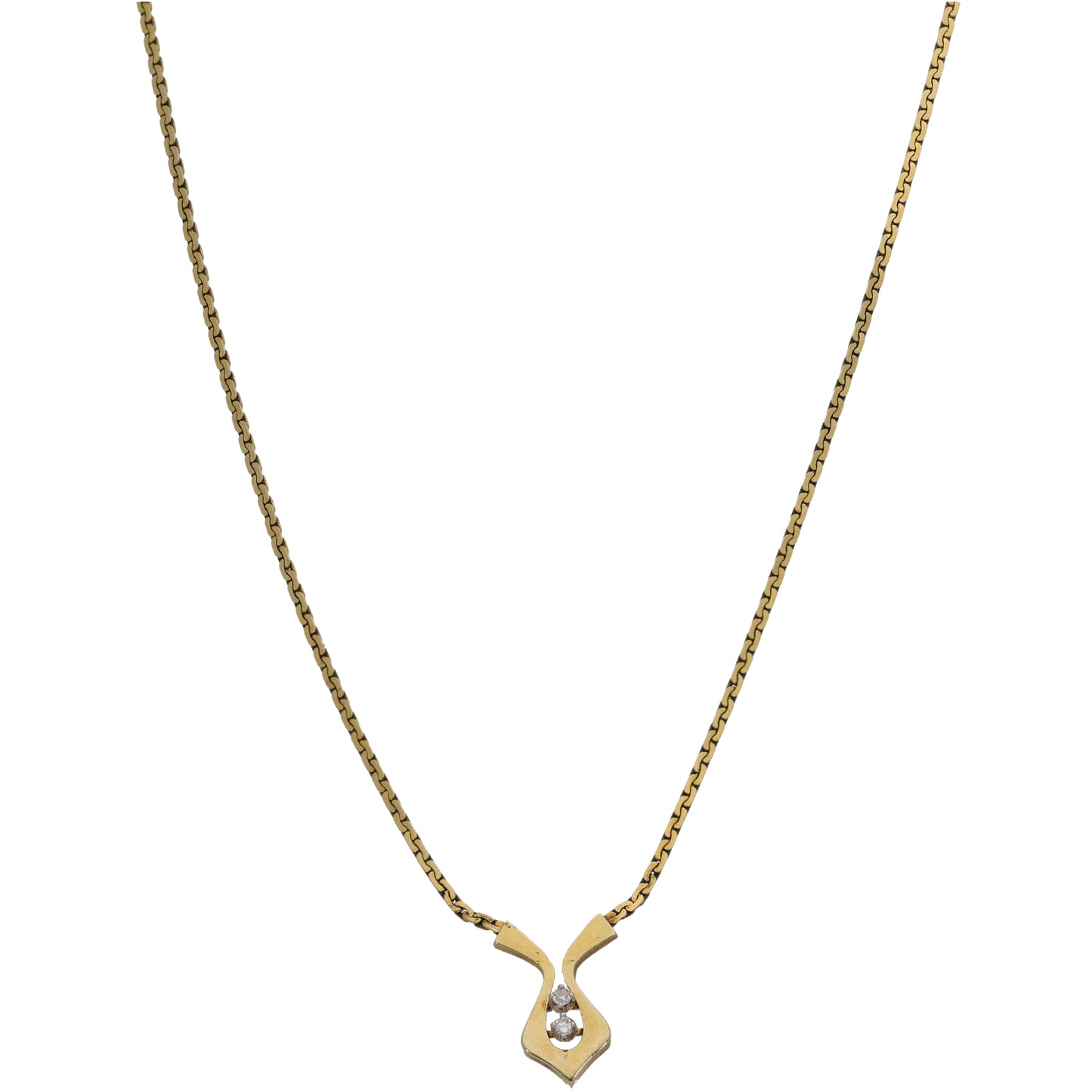 9ct Gold 0.04ct Round Diamond Fancy Necklace 16"