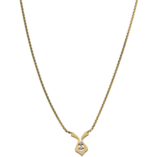 9ct Gold 0.04ct Round Diamond Fancy Necklace 16"