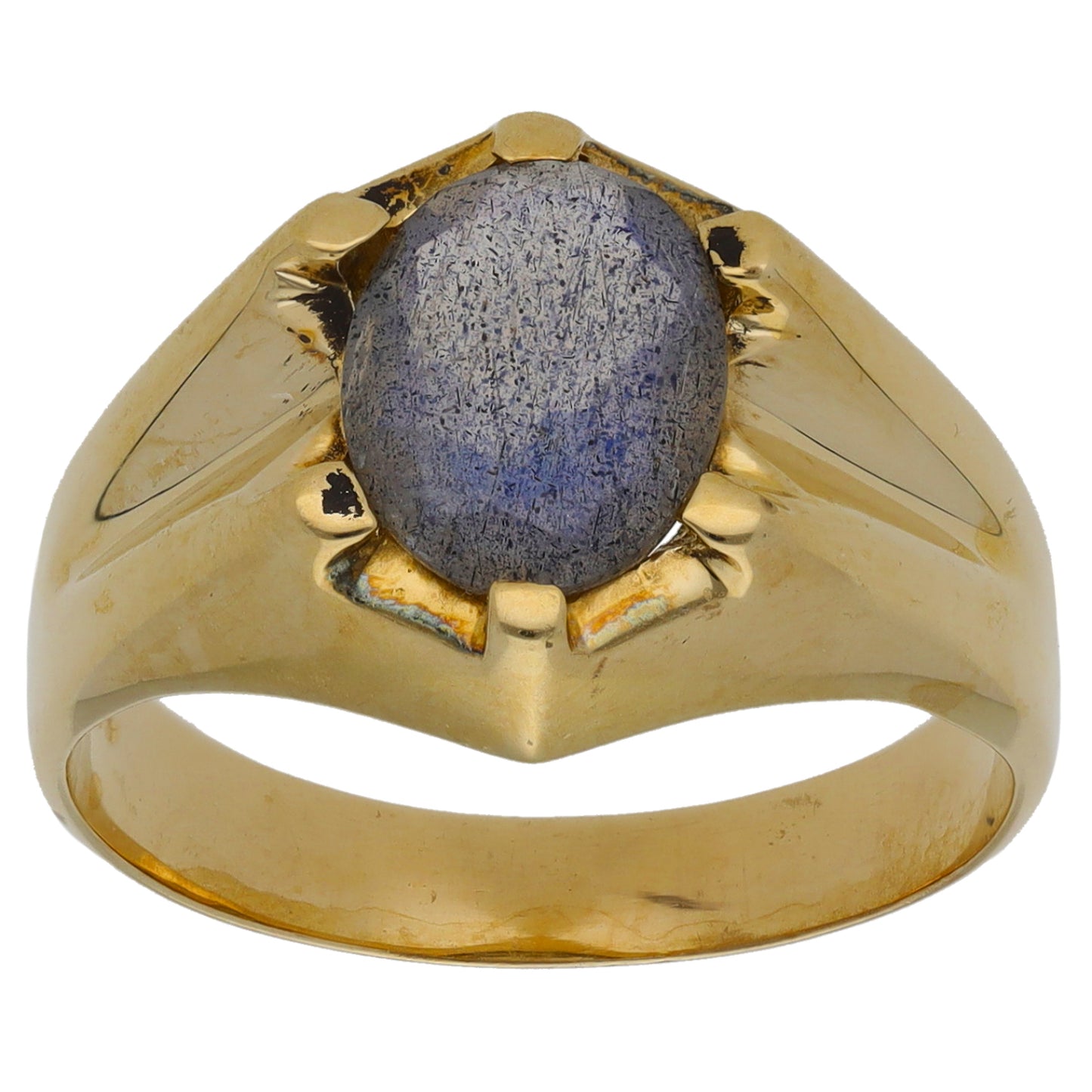 9ct Gold Labradorite Single Stone Ring Size N