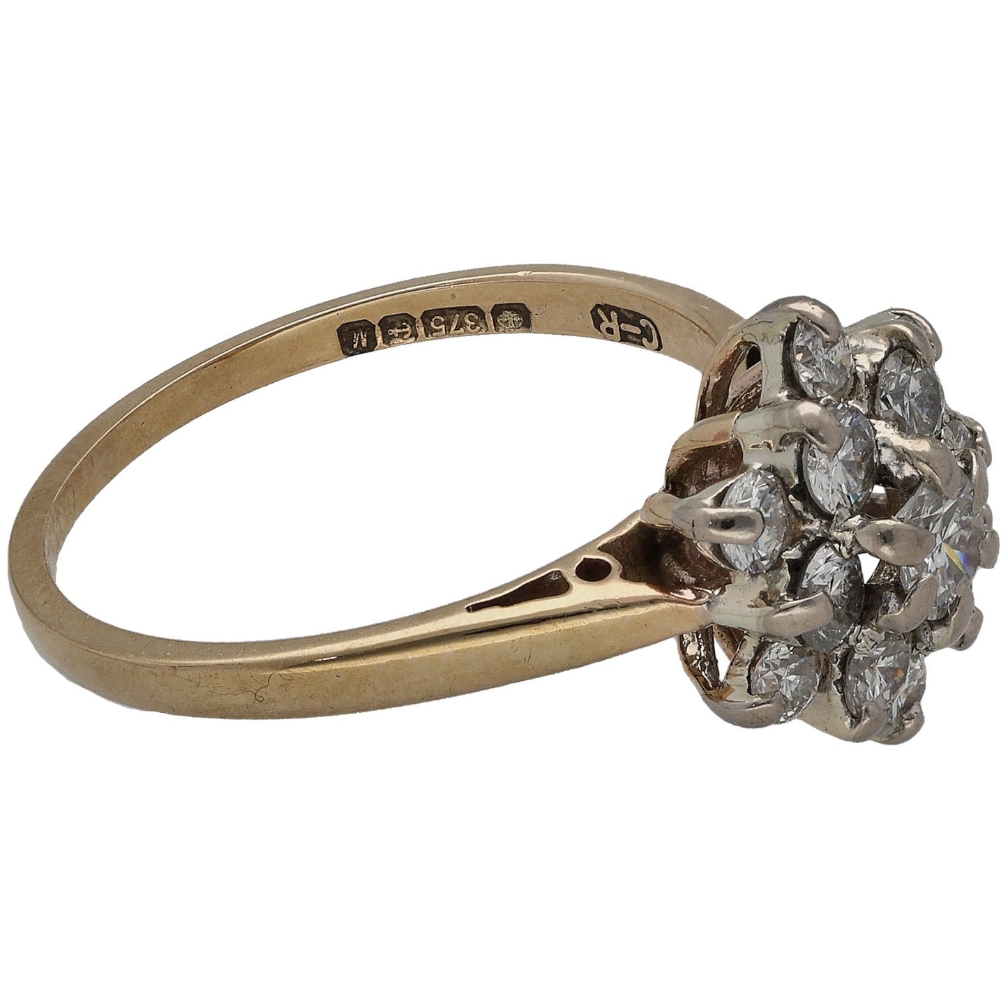 9ct Gold 0.36ct Diamond Cluster Ring Size N