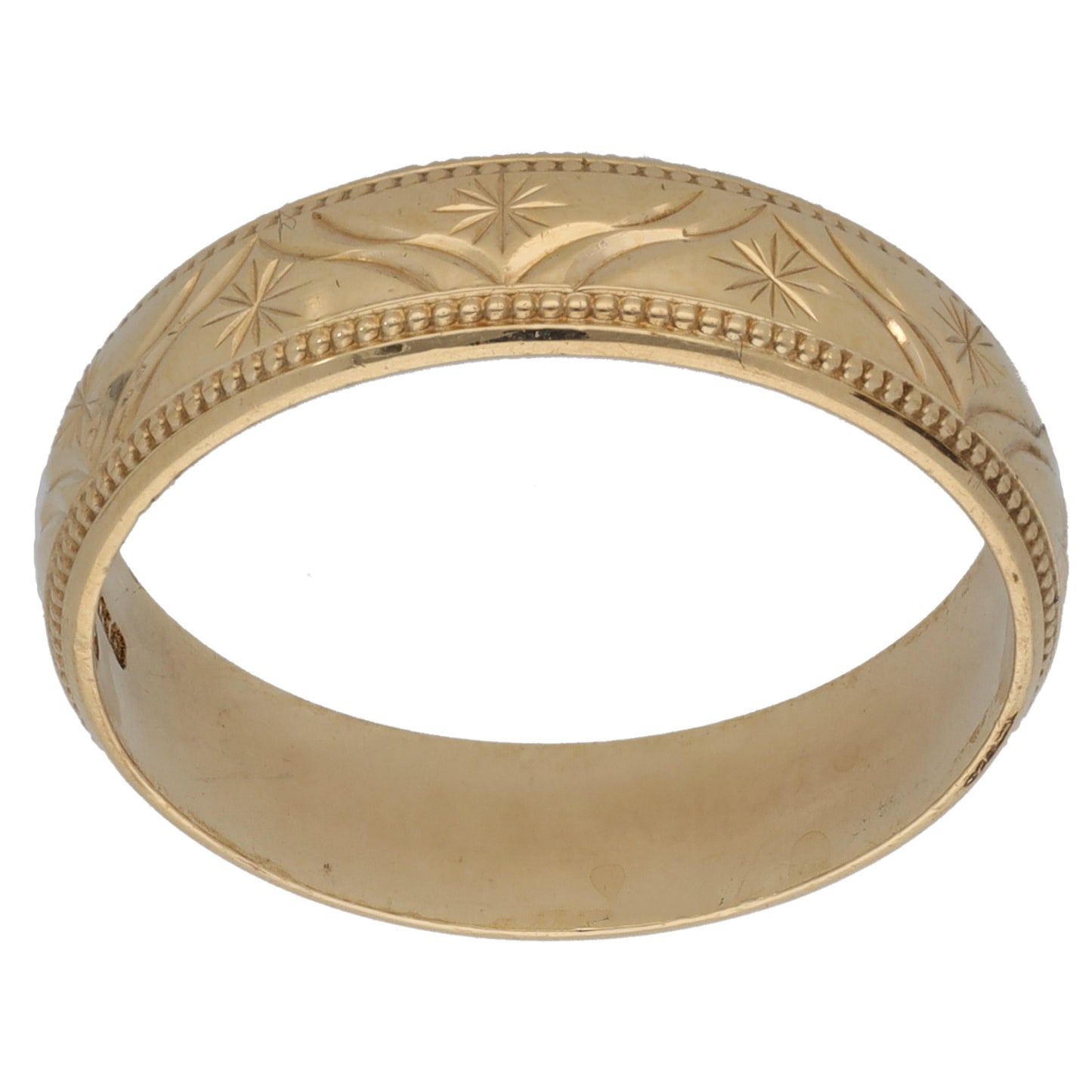 9ct Gold Patterned Wedding Ring Size Q