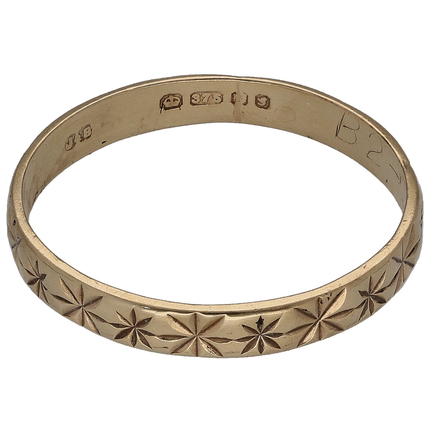 9ct Gold Patterned Wedding Ring Size O