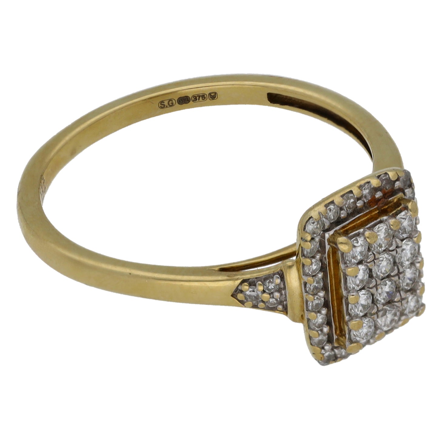 9ct Gold 0.36ct Diamond Cluster Ring Size R