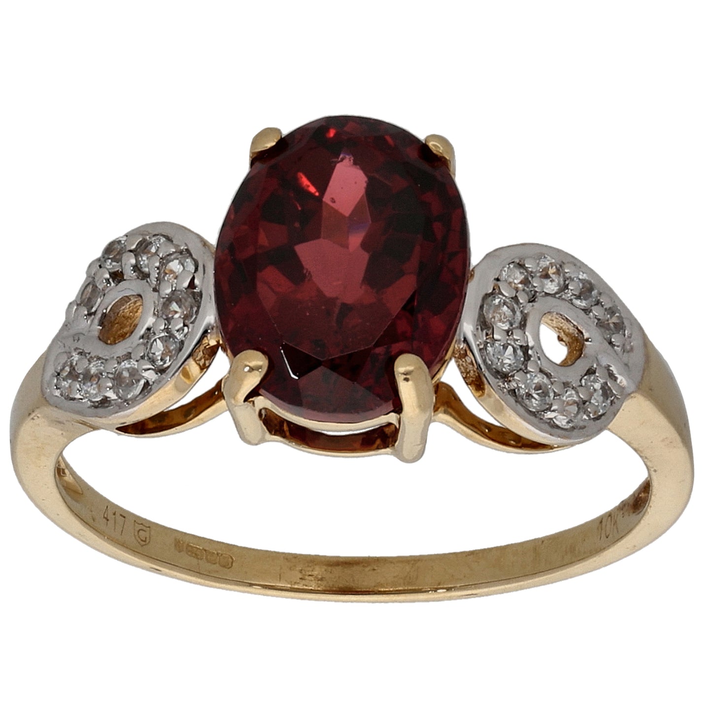 9ct Gold Garnet & Imitation Dress/Cocktail Ring Size L