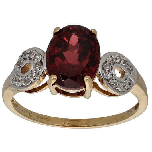 9ct Gold Garnet & Imitation Dress/Cocktail Ring Size L
