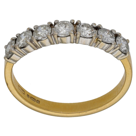 18ct Gold 0.70ct Diamond Half Eternity Ring Size M
