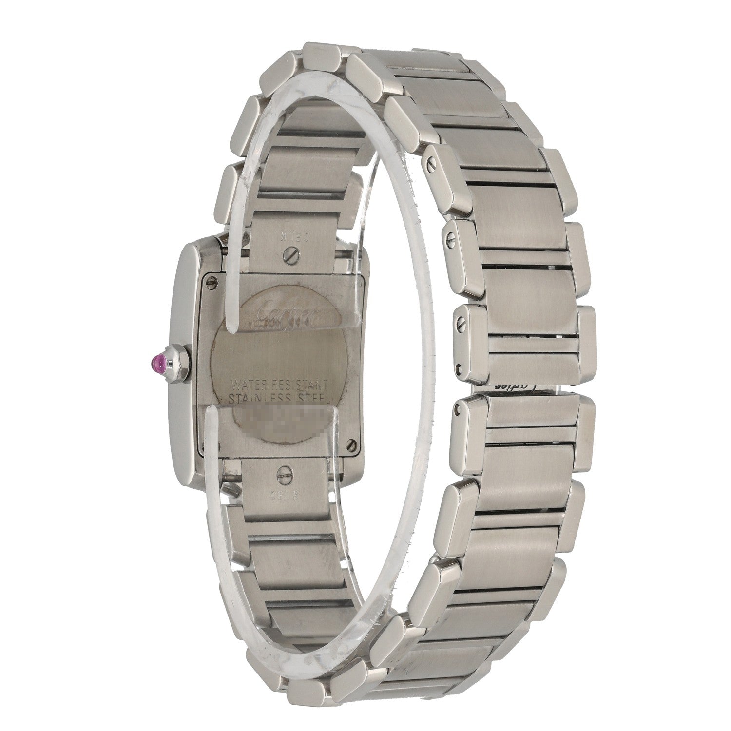 Cartier Tank Française W51028Q3, Pink Mother of Pearl Dial, Stainless Steel, Rear Angle Image