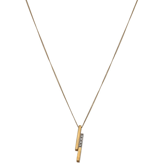 9ct Gold 0.02ct Diamond Dress/Cocktail Pendant With Chain