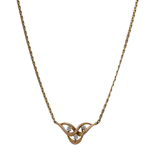 9ct Gold 0.015ct Diamond Fancy Necklace 18"