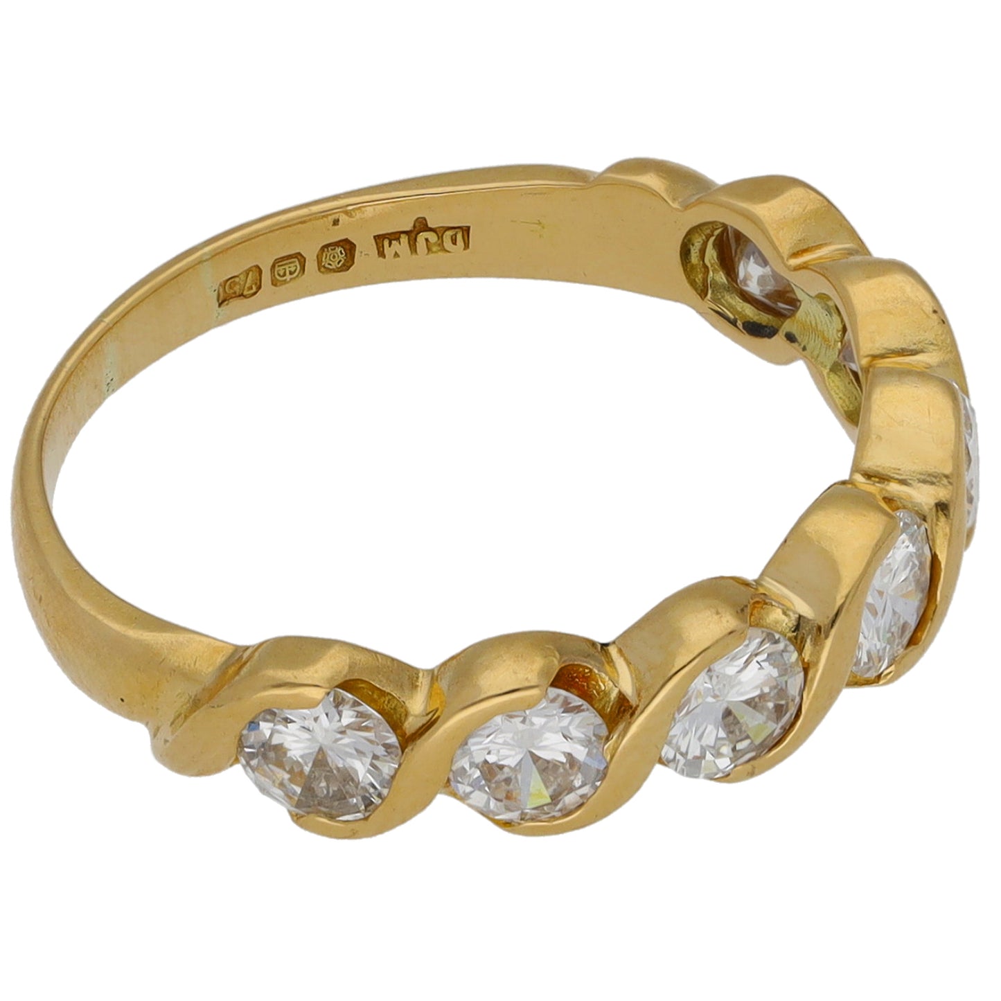 18ct Gold 1.05ct Diamond Half Eternity Ring Size K