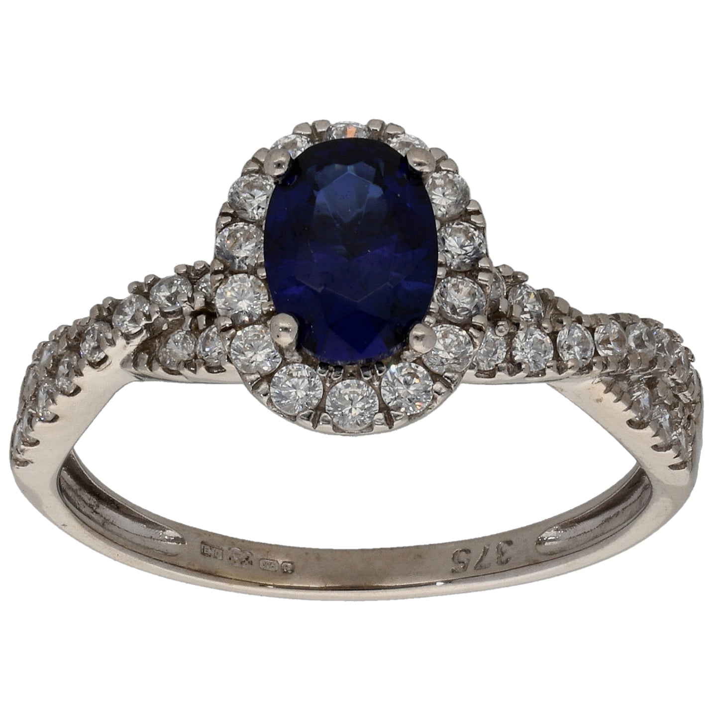 9ct White Gold Imitation Dress/Cocktail Ring Size N