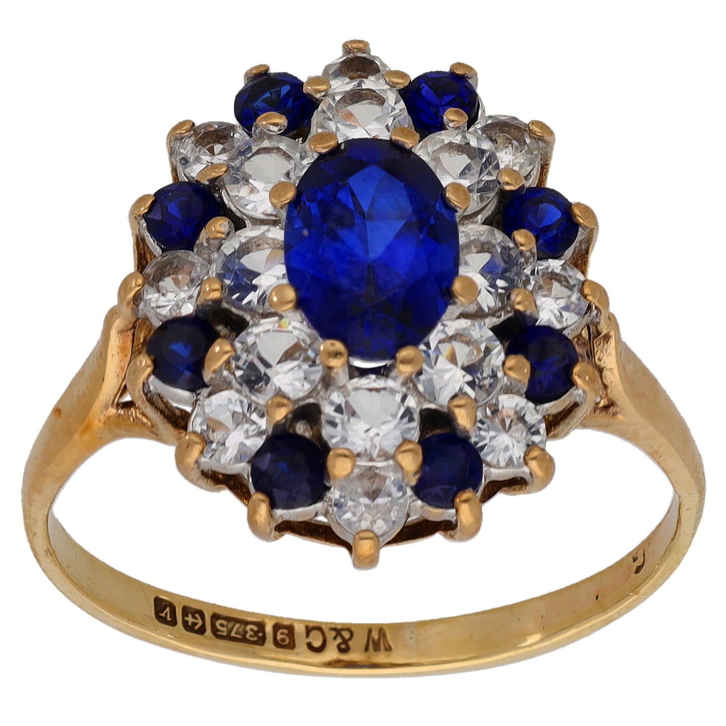 9ct Gold Imitation Gems Dress/Cocktail Ring Size R