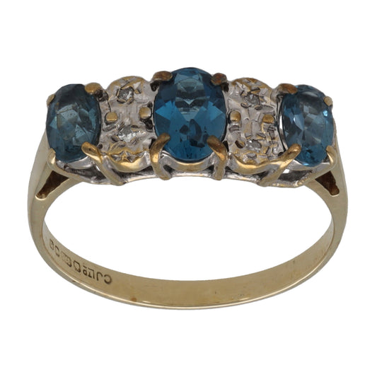 9ct Gold Topaz & 0.02ct Diamond Dress/Cocktail Ring Size L