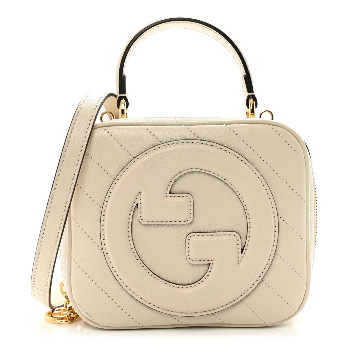 Gucci Blondie Top Handle Leather Bag - Mystic White