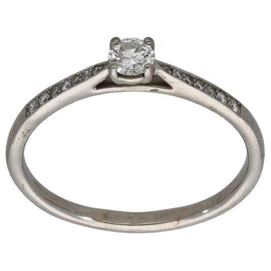 Platinum 0.27ct Diamond Solitaire Ring With Accent Stones Size P
