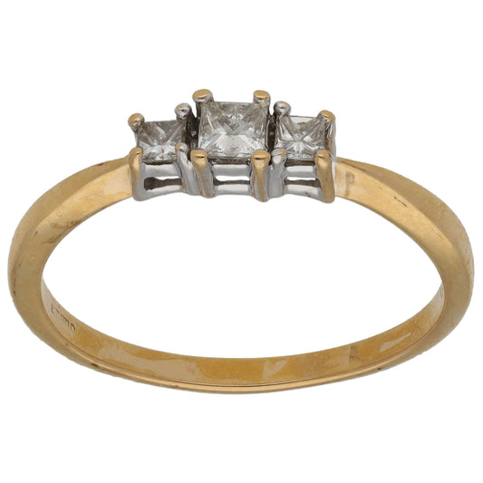 9ct Gold 0.34ct Diamond Trilogy Ring Size P
