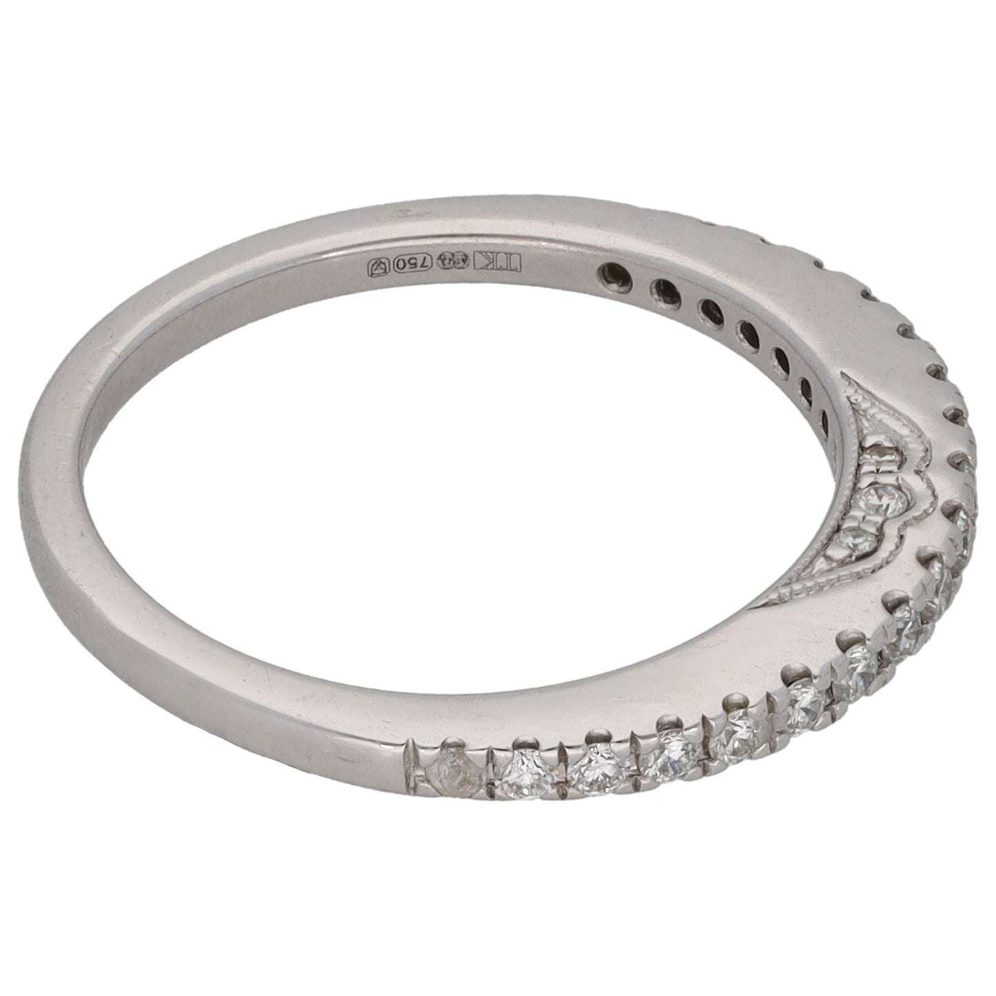 18ct White Gold 0.25ct Diamond Half Eternity Ring Size M