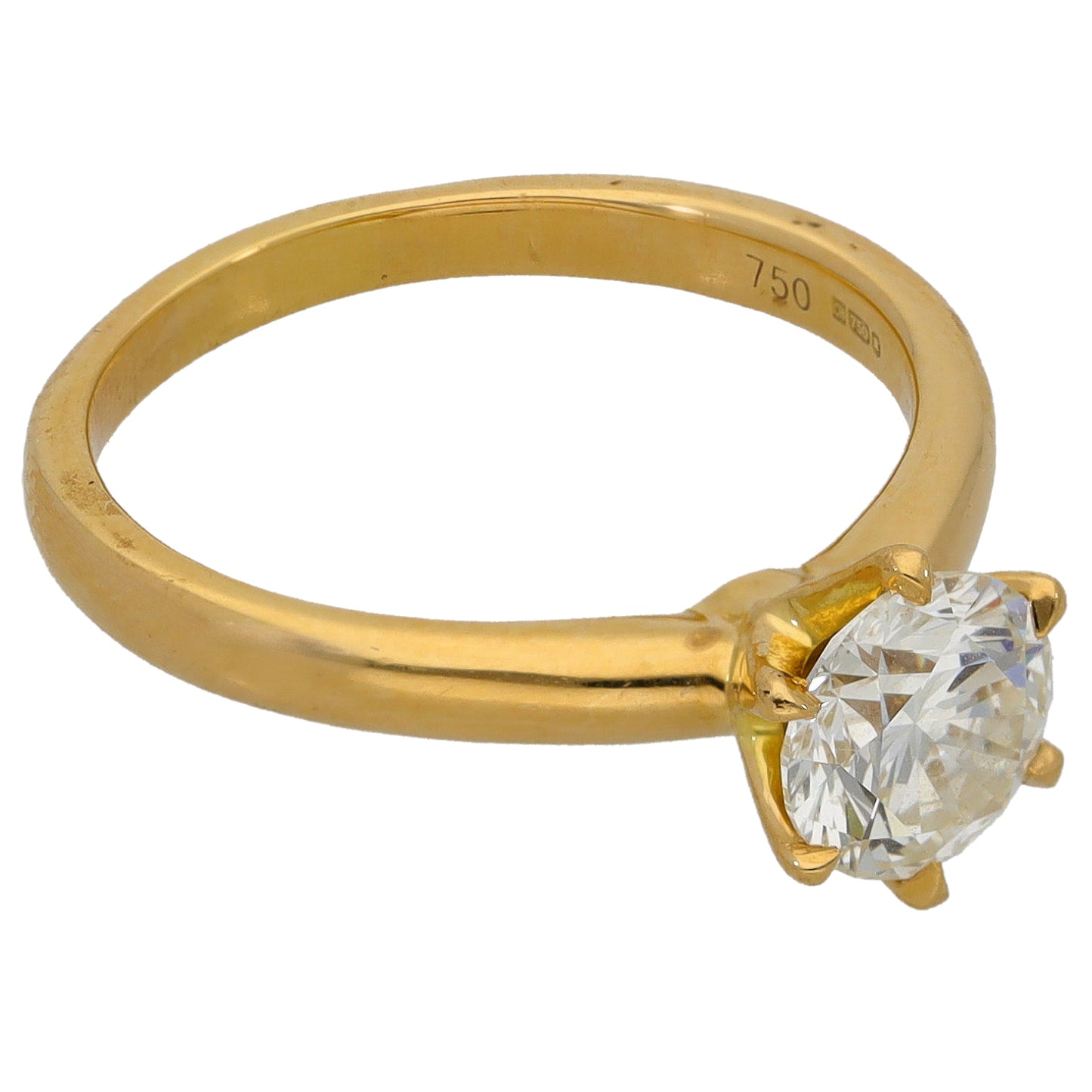 18ct Gold 1.00ct Diamond Solitaire Ring Size K