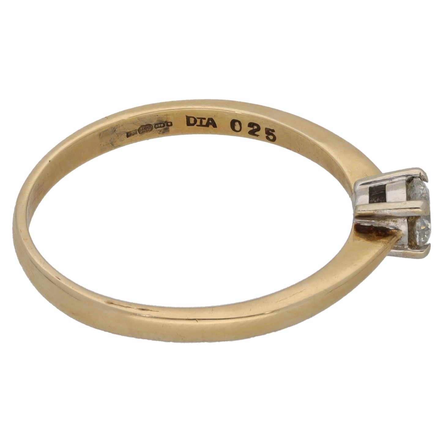9ct Gold 0.25ct Diamond Solitaire Ring Size Q