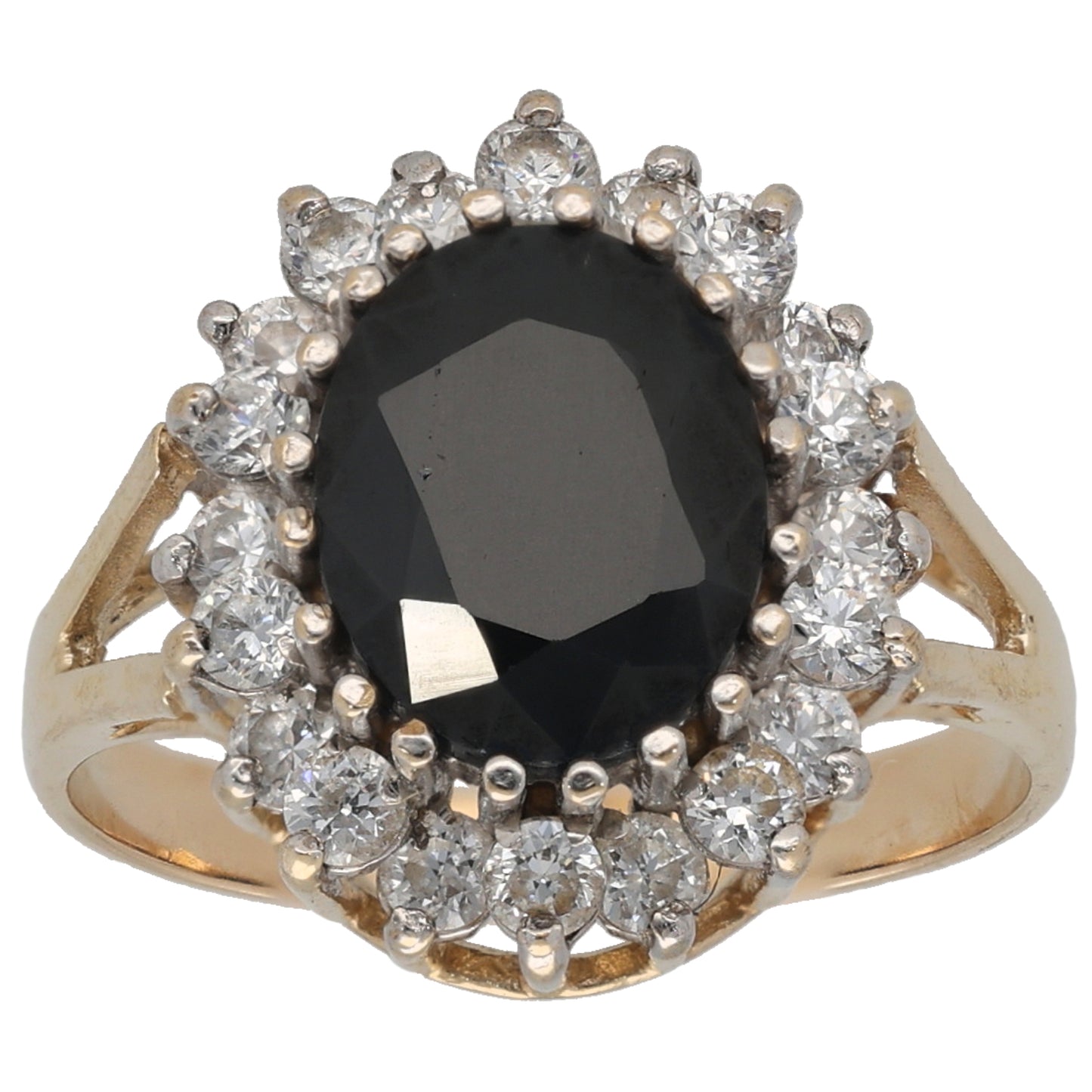 9ct Gold Sapphire & Cubic Zirconia Dress/Cocktail Ring Size N